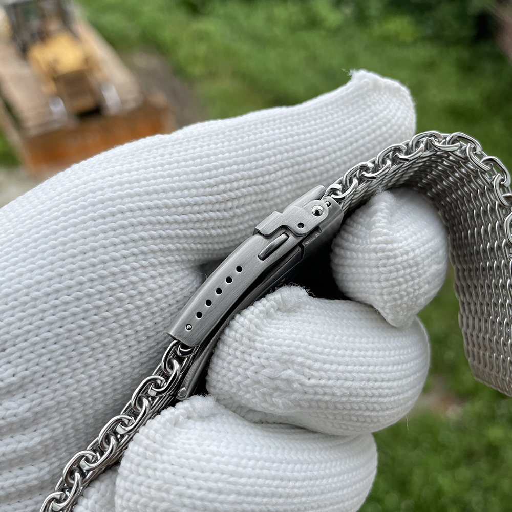 STEELDIVE Official SK001 22MM 24MM Replacement Mesh Band Milled Claps Watch Bracelet 