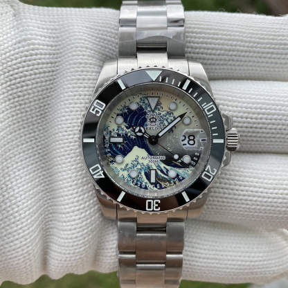 STEELDIVE Official SD1953J Kanagawa Dial Swiss Luminous 300M Waterproof NH35 Automatic Mens Dive Watch