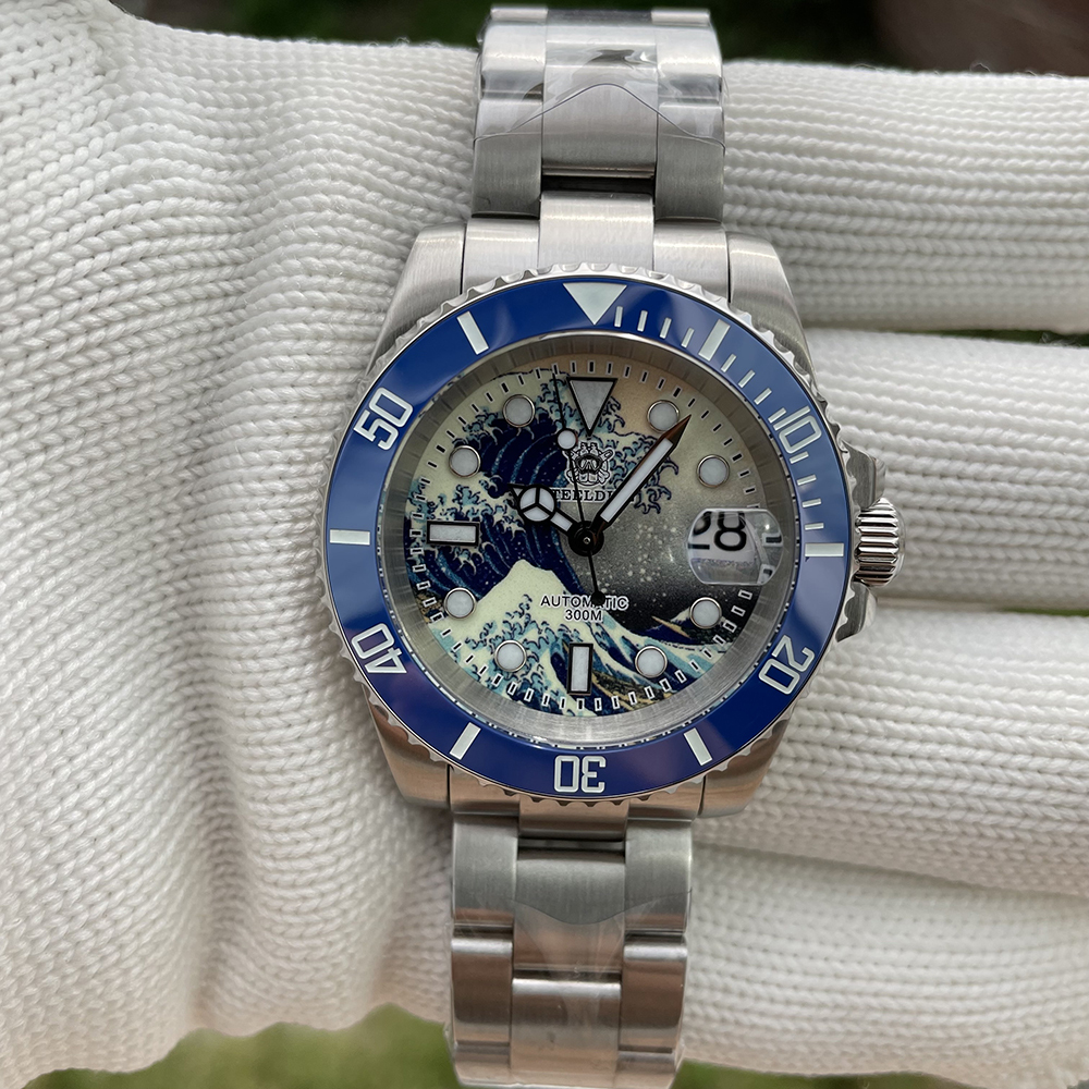STEELDIVE Official SD1953J Kanagawa Dial Swiss Luminous 300M Waterproof NH35 Automatic Mens Dive Watch