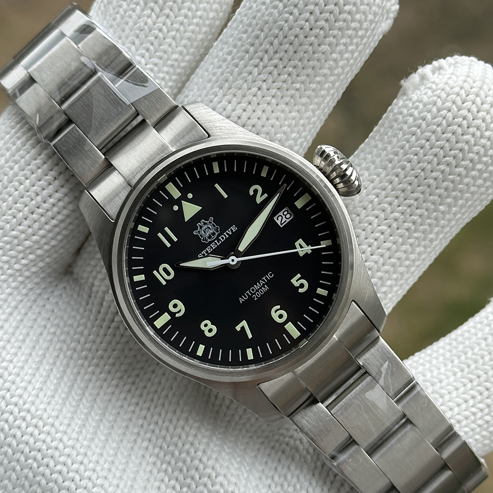 STEELDIVE Official SD1928 39MM NH35 Automatic 200M Dive Pilot Watch Sapphire Glass