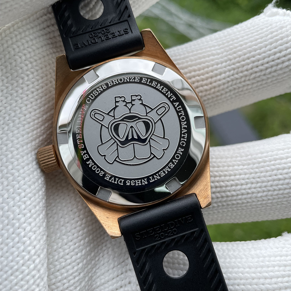 STEELDIVE Official SD1962S Swiss C3 Luminous 200M NH35 Automatic Movement Solid Bronze Case Mens Dive Watch