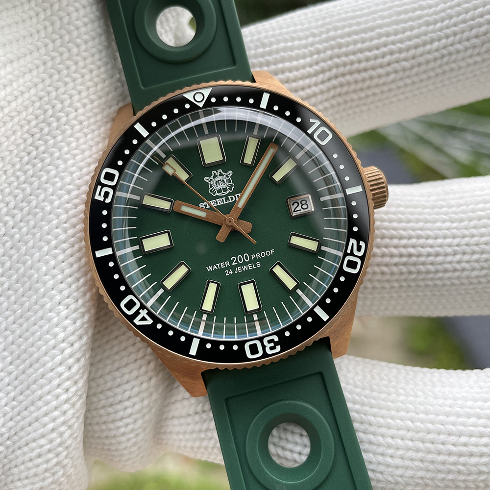 STEELDIVE Official SD1962S Swiss C3 Luminous 200M NH35 Automatic Movement Solid Bronze Case Mens Dive Watch