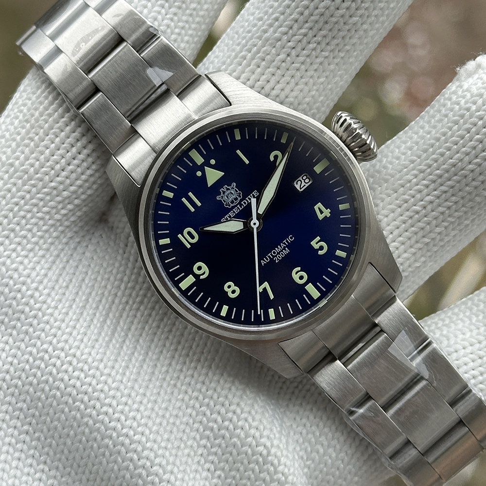 STEELDIVE Official SD1928 39MM NH35 Automatic 200M Dive Pilot Watch Sapphire Glass