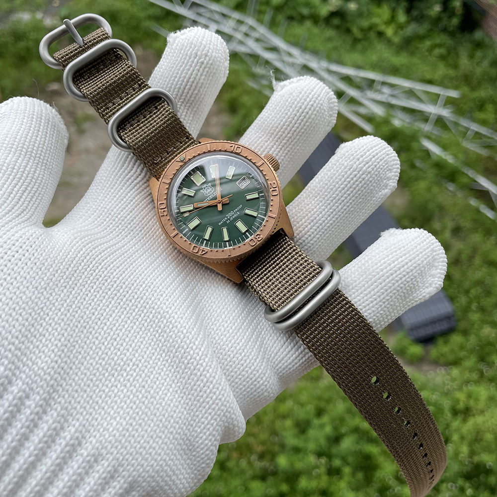 STEELDIVE Official SD1962S Swiss C3 Luminous 200M NH35 Automatic Movement Solid Bronze Case Mens Dive Watch