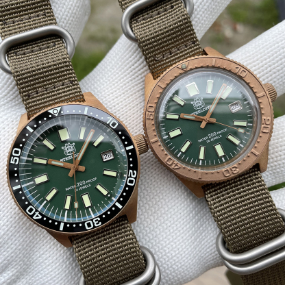 STEELDIVE Official SD1962S Swiss C3 Luminous 200M NH35 Automatic Movement Solid Bronze Case Mens Dive Watch