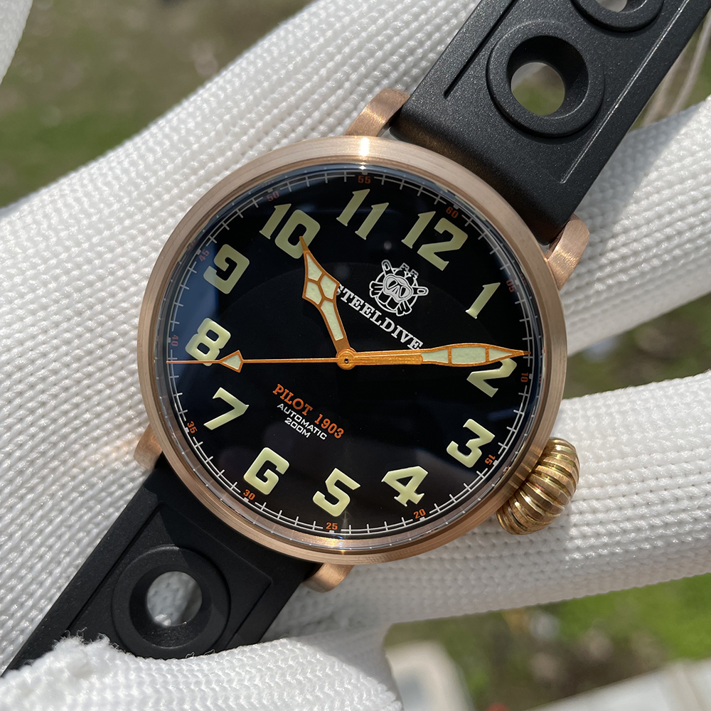 STEELDIVE Official SD1903S V1 Swiss C3 Green Luminous 200M Waterproof Sapphire Glass NH35 Automatic 46.5mm Mens Dive Watch 