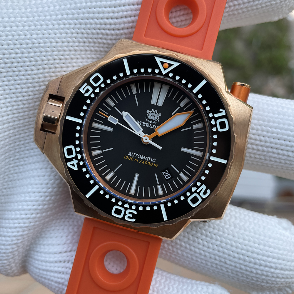 STEELDIVE Official SD1969S 56MM Oversize Solid Bronze Case Swiss Luminous 1200M Waterproof NH35 Automatic Proplof Mens Dive Watch