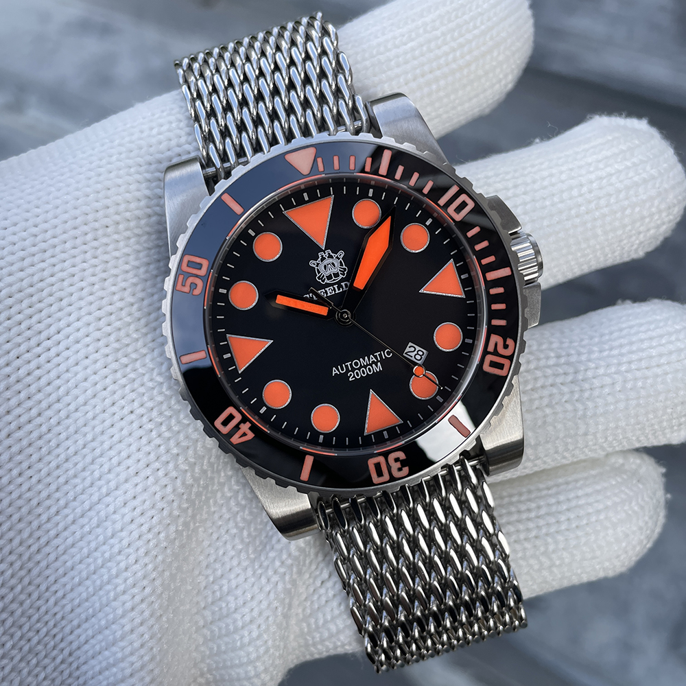 [Copy]2025 New Arrival STEELDIVE Mens Watch SD1987 46.5MM Steel Case Super Luminous 200Bar Ceramic Bezel Mens Dive Watch with Valve