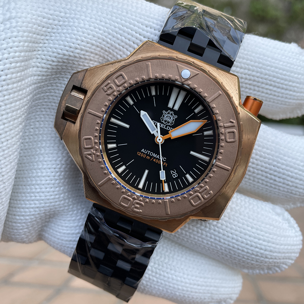 STEELDIVE Official SD1969S 56MM Oversize Solid Bronze Case Swiss Luminous 1200M Waterproof NH35 Automatic Proplof Mens Dive Watch