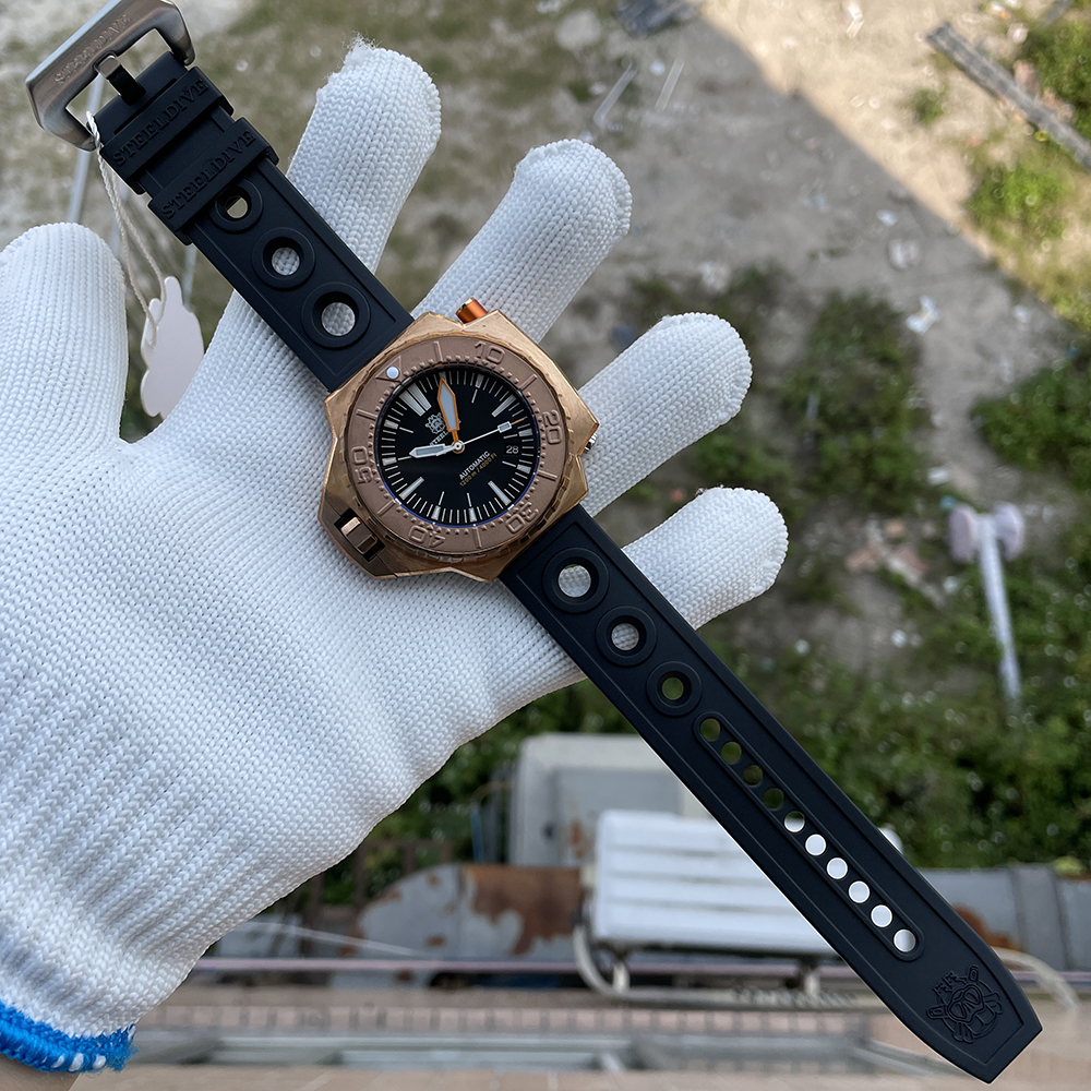 STEELDIVE Official SD1969S 56MM Oversize Solid Bronze Case Swiss Luminous 1200M Waterproof NH35 Automatic Proplof Mens Dive Watch