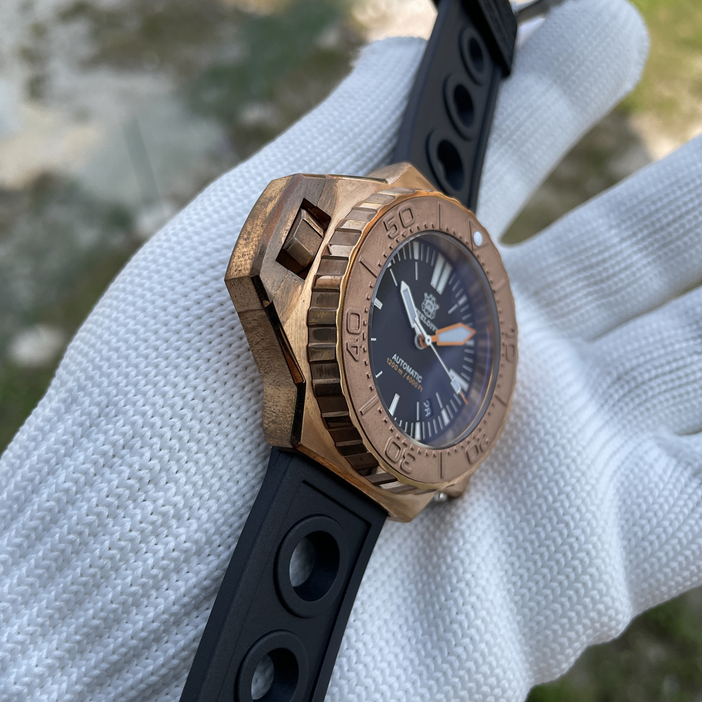 STEELDIVE Official SD1969S 56MM Oversize Solid Bronze Case Swiss Luminous 1200M Waterproof NH35 Automatic Proplof Mens Dive Watch