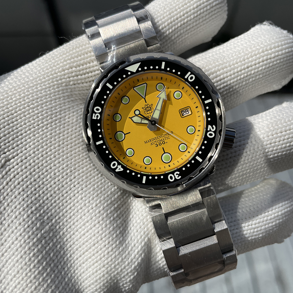 STEELDIVE Official SD1975 Matte Yellow Dial Swiss Luminous 300M Waterproof Sapphire Glass NH35 Automatic Mens Dive Watch