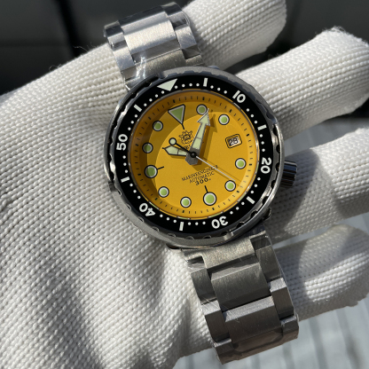 STEELDIVE Official SD1975 Matte Yellow Dial Swiss Luminous 300M Waterproof Sapphire Glass NH35 Automatic Mens Dive Watch