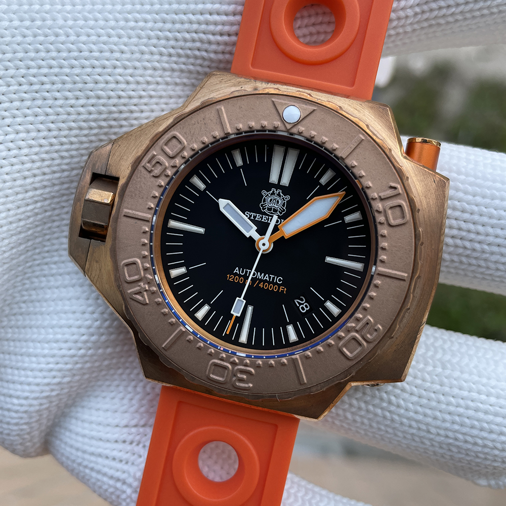 STEELDIVE Official SD1969S 56MM Oversize Solid Bronze Case Swiss Luminous 1200M Waterproof NH35 Automatic Proplof Mens Dive Watch