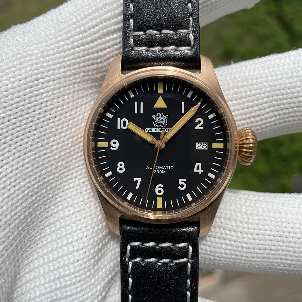 STEELDIVE Official SD1928S Small Size 39MM Solid Bronze Sapphire Glass  200M Waterproof NH35 Automatic Mens Dive Watch
