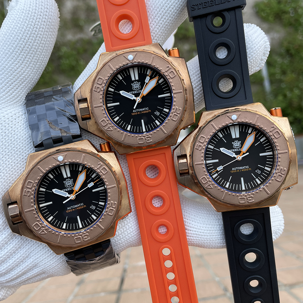 STEELDIVE Official SD1969S 56MM Oversize Solid Bronze Case Swiss Luminous 1200M Waterproof NH35 Automatic Proplof Mens Dive Watch