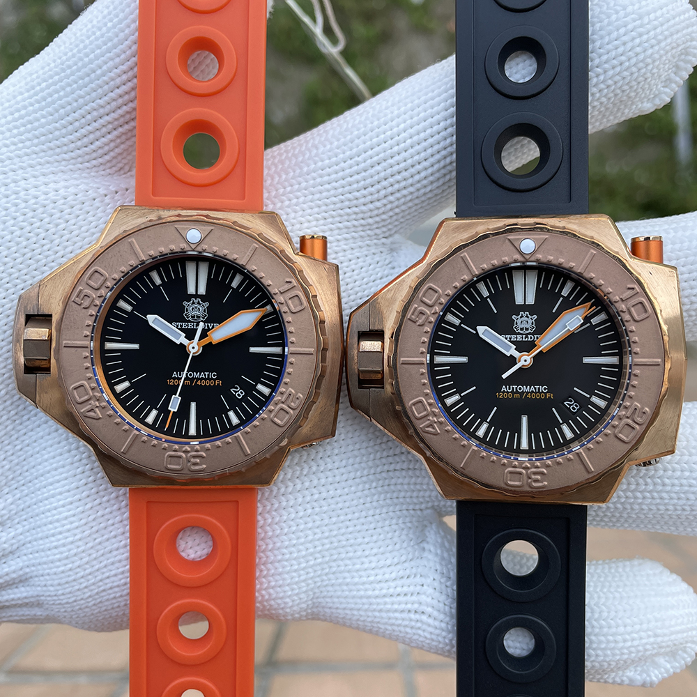 STEELDIVE Official SD1969S 56MM Oversize Solid Bronze Case Swiss Luminous 1200M Waterproof NH35 Automatic Proplof Mens Dive Watch