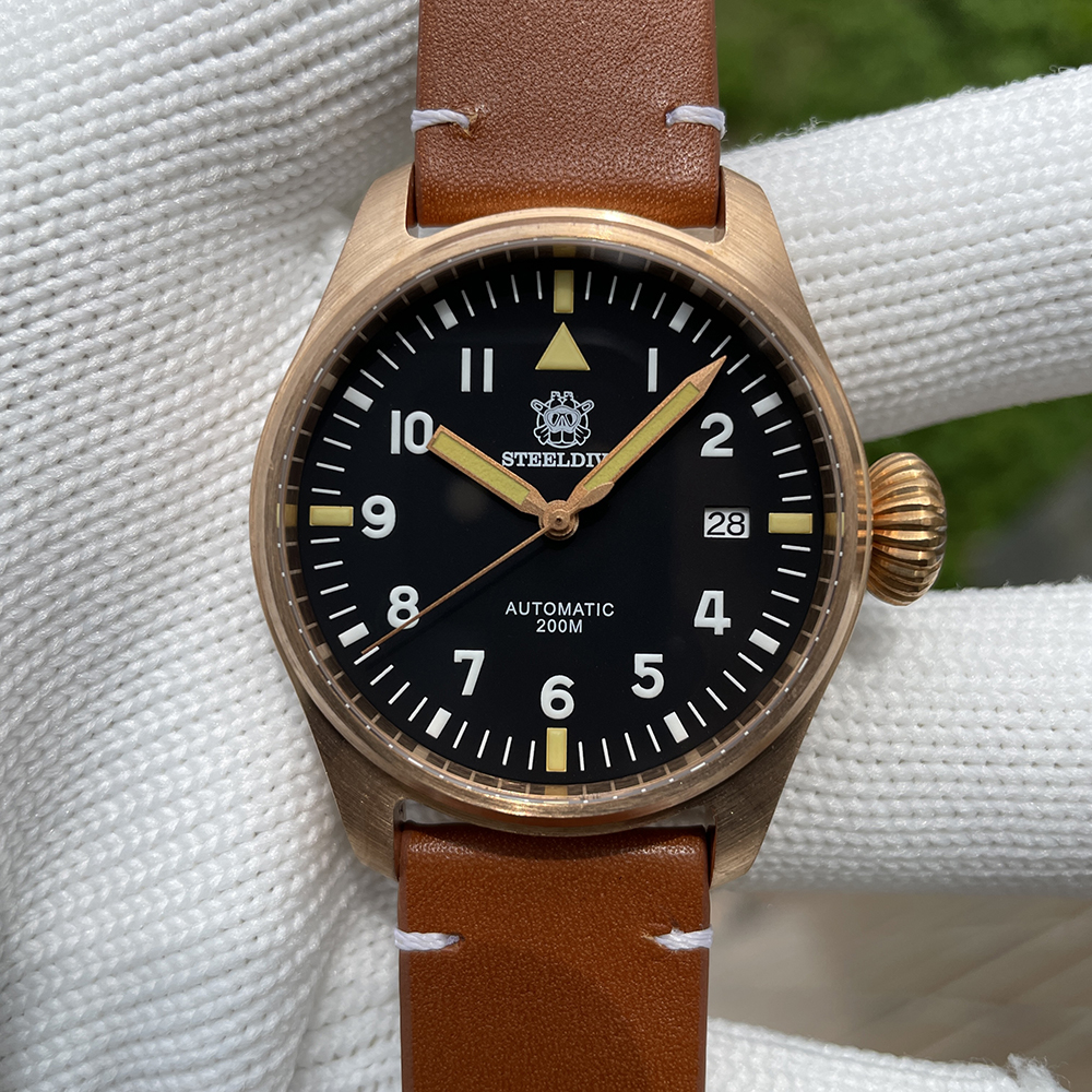 STEELDIVE Official SD1928S Small Size 39MM Solid Bronze Sapphire Glass  200M Waterproof NH35 Automatic Mens Dive Watch