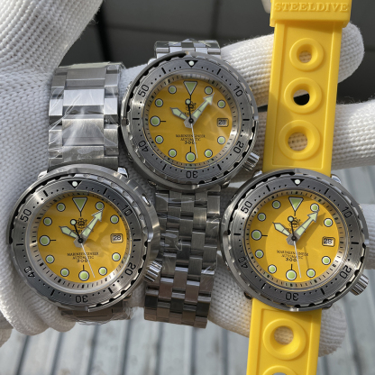 STEELDIVE Official SD1986 Steel Bezel 47.5MM Case Super Luminous Sapphire Glass 300M Waterproof NH35 Automatic Mens Dvie Watch