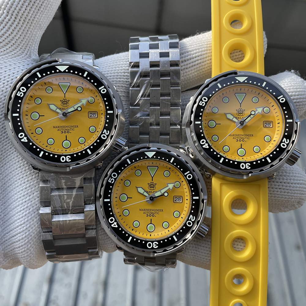 STEELDIVE Official SD1975 Matte Yellow Dial Swiss Luminous 300M Waterproof Sapphire Glass NH35 Automatic Mens Dive Watch
