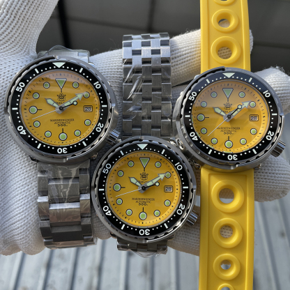 STEELDIVE Official SD1975 Matte Yellow Dial Swiss Luminous 300M Waterproof Sapphire Glass NH35 Automatic Mens Dive Watch