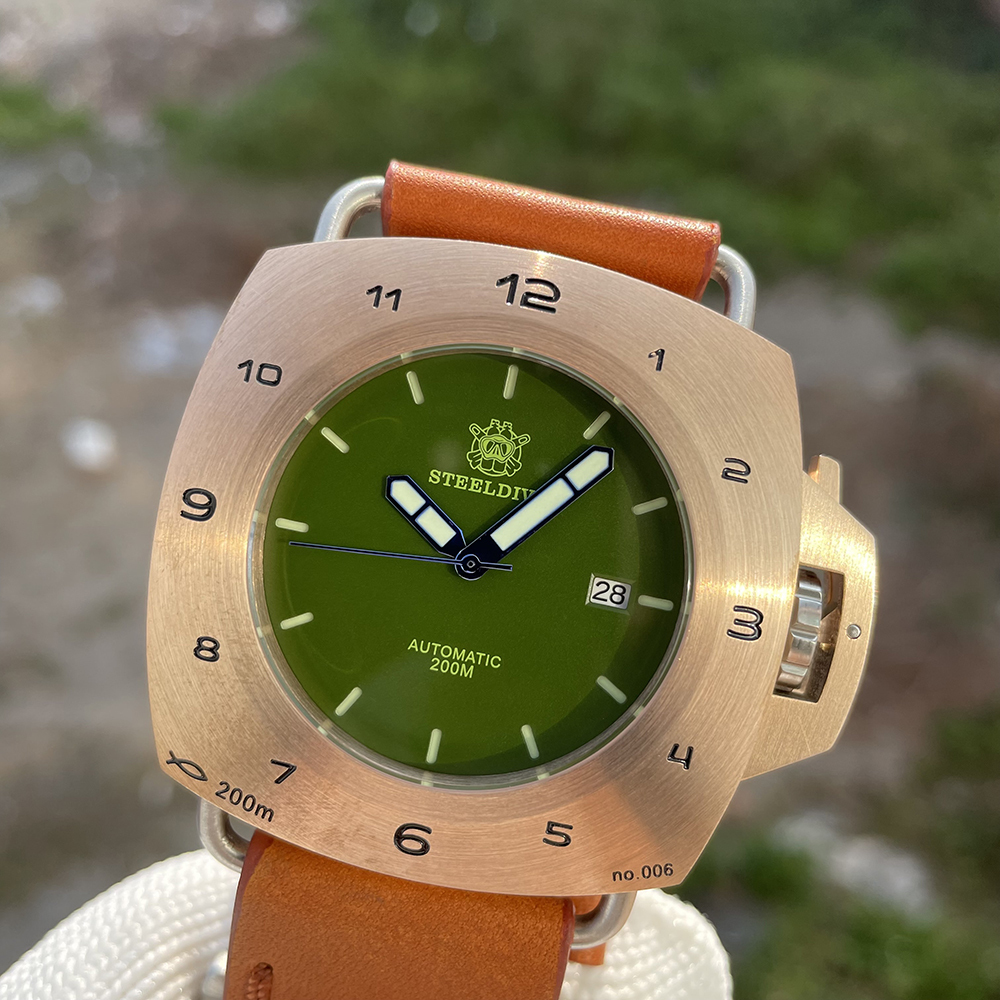 STEELDIVE Official SD1935S Limited Edition Suare Bronze Dive Watch With Serial Number