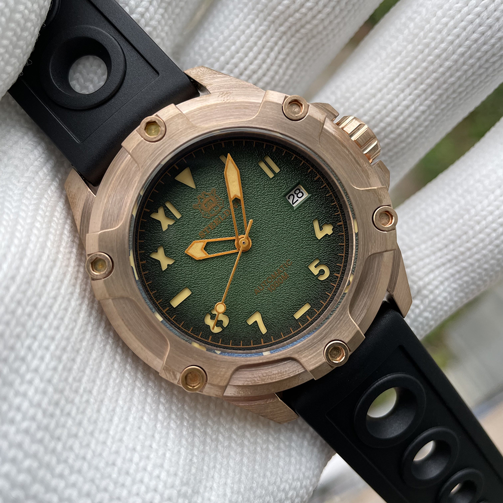 STEELDIVE Official SD1943S Green Dial Swiss Luminous 45MM Bronze Case 1000M Waterproof NH35 Mens Automatic Dive Watch