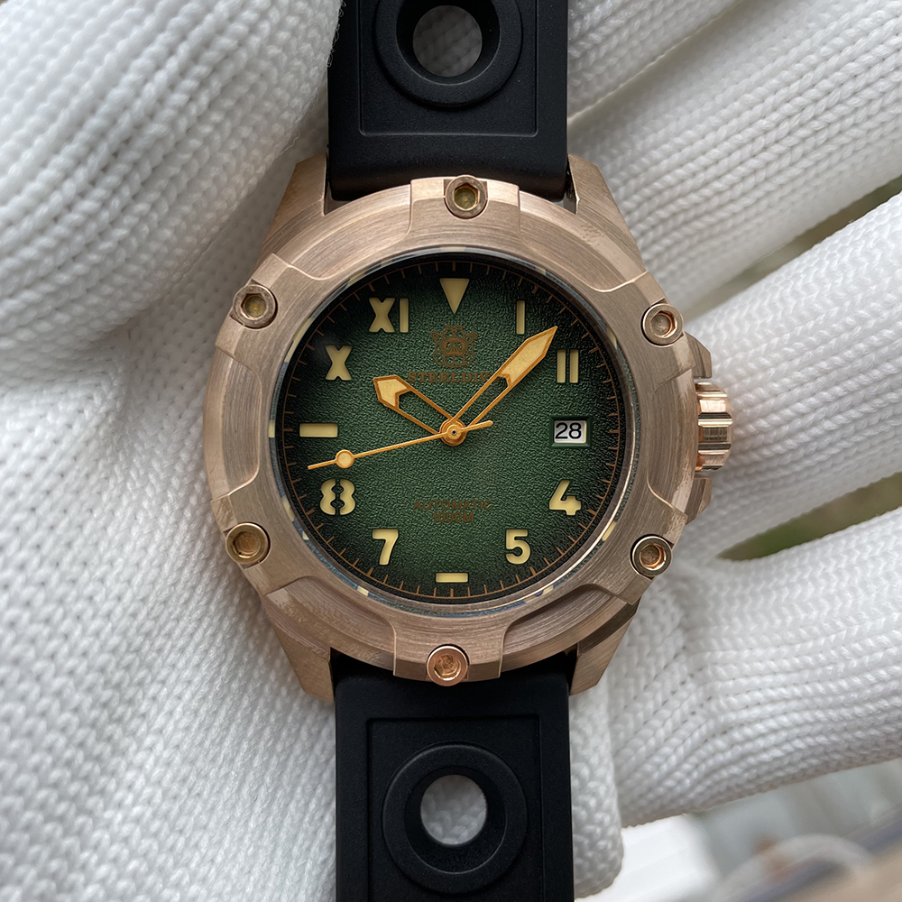 STEELDIVE Official SD1943S Green Dial Swiss Luminous 45MM Bronze Case 1000M Waterproof NH35 Mens Automatic Dive Watch