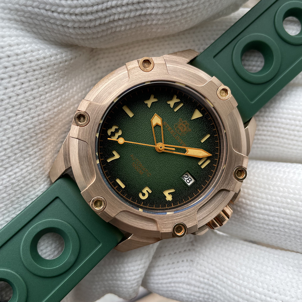 STEELDIVE Official SD1943S Green Dial Swiss Luminous 45MM Bronze Case 1000M Waterproof NH35 Mens Automatic Dive Watch