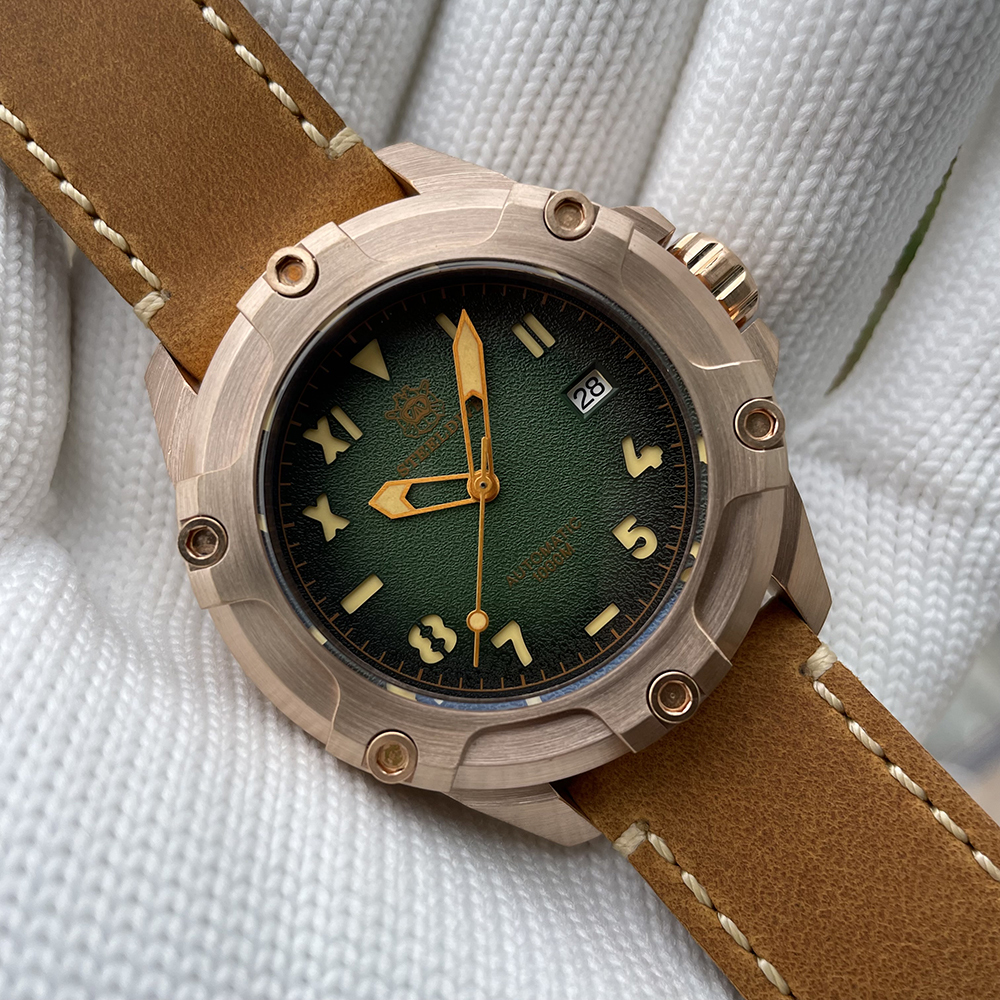 STEELDIVE Official SD1943S Green Dial Swiss Luminous 45MM Bronze Case 1000M Waterproof NH35 Mens Automatic Dive Watch