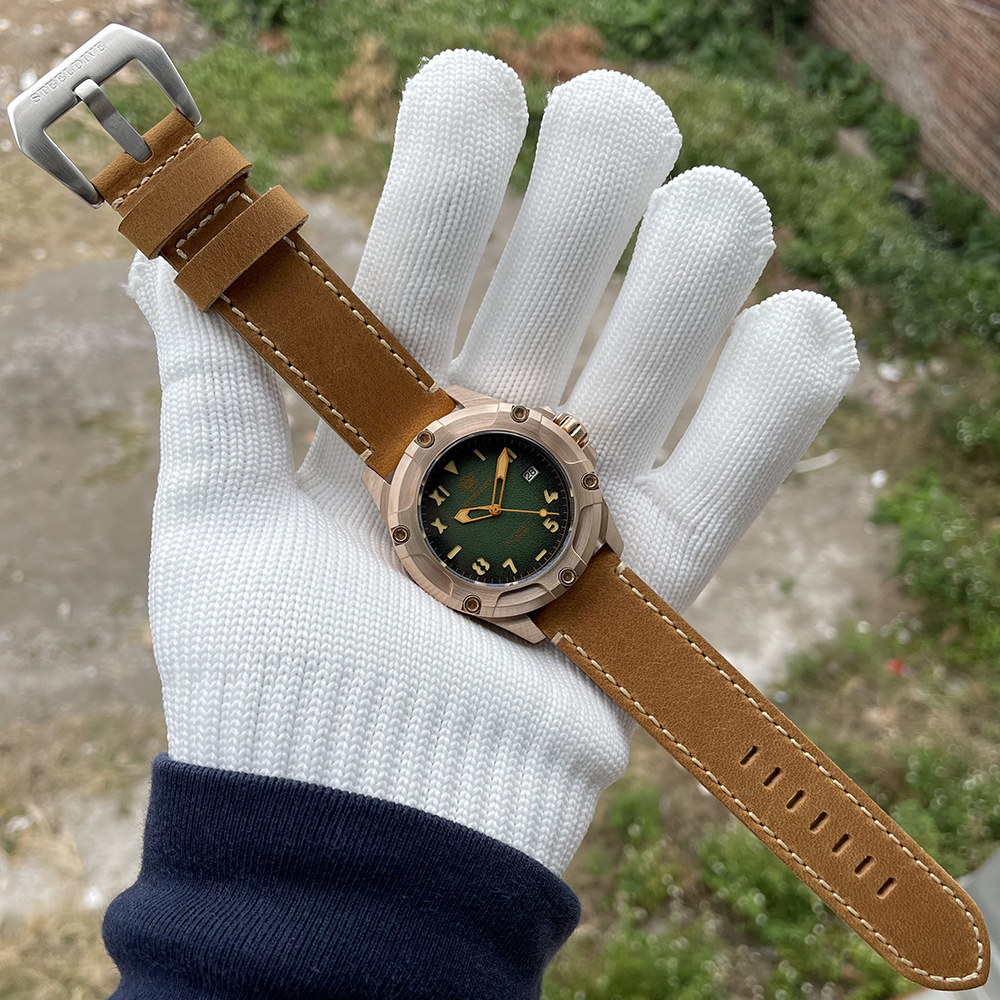 STEELDIVE Official SD1943S Green Dial Swiss Luminous 45MM Bronze Case 1000M Waterproof NH35 Mens Automatic Dive Watch