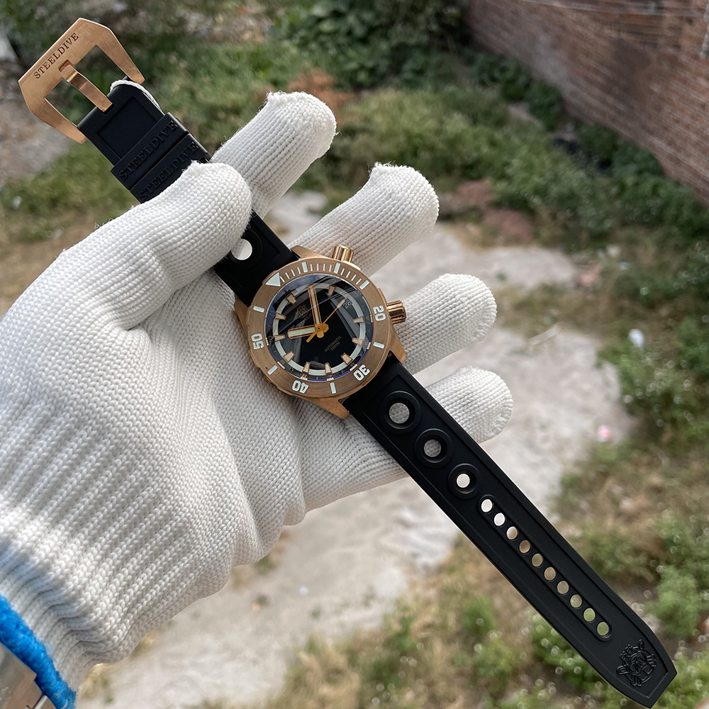STEELDIVE Official SD1950S Two Buttons 44MM Solid Bronze Case 3000M Waterproof Sappire Glass NH35 Automatic Dive Watch