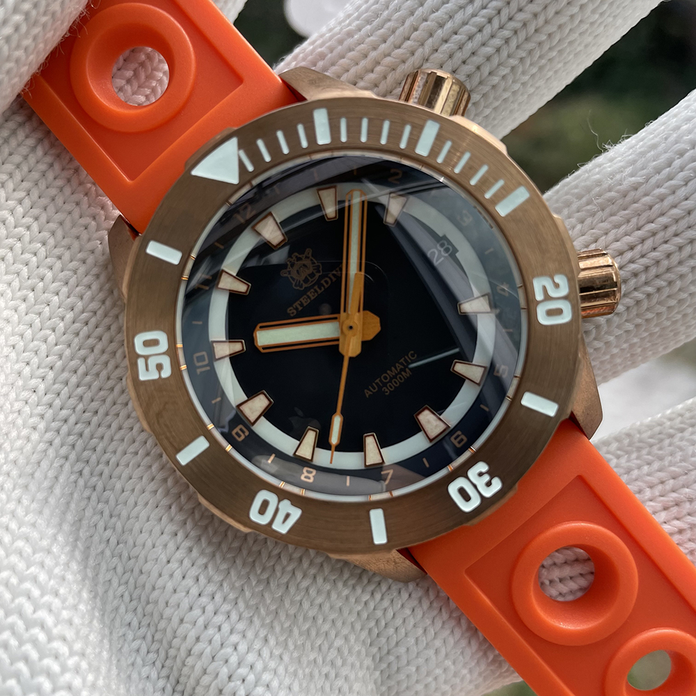STEELDIVE Official SD1950S Two Buttons 44MM Solid Bronze Case 3000M Waterproof Sappire Glass NH35 Automatic Dive Watch