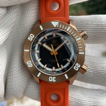 STEELDIVE Official SD1950S Two Buttons 44MM Solid Bronze Case 3000M Waterproof Sappire Glass NH35 Automatic Dive Watch