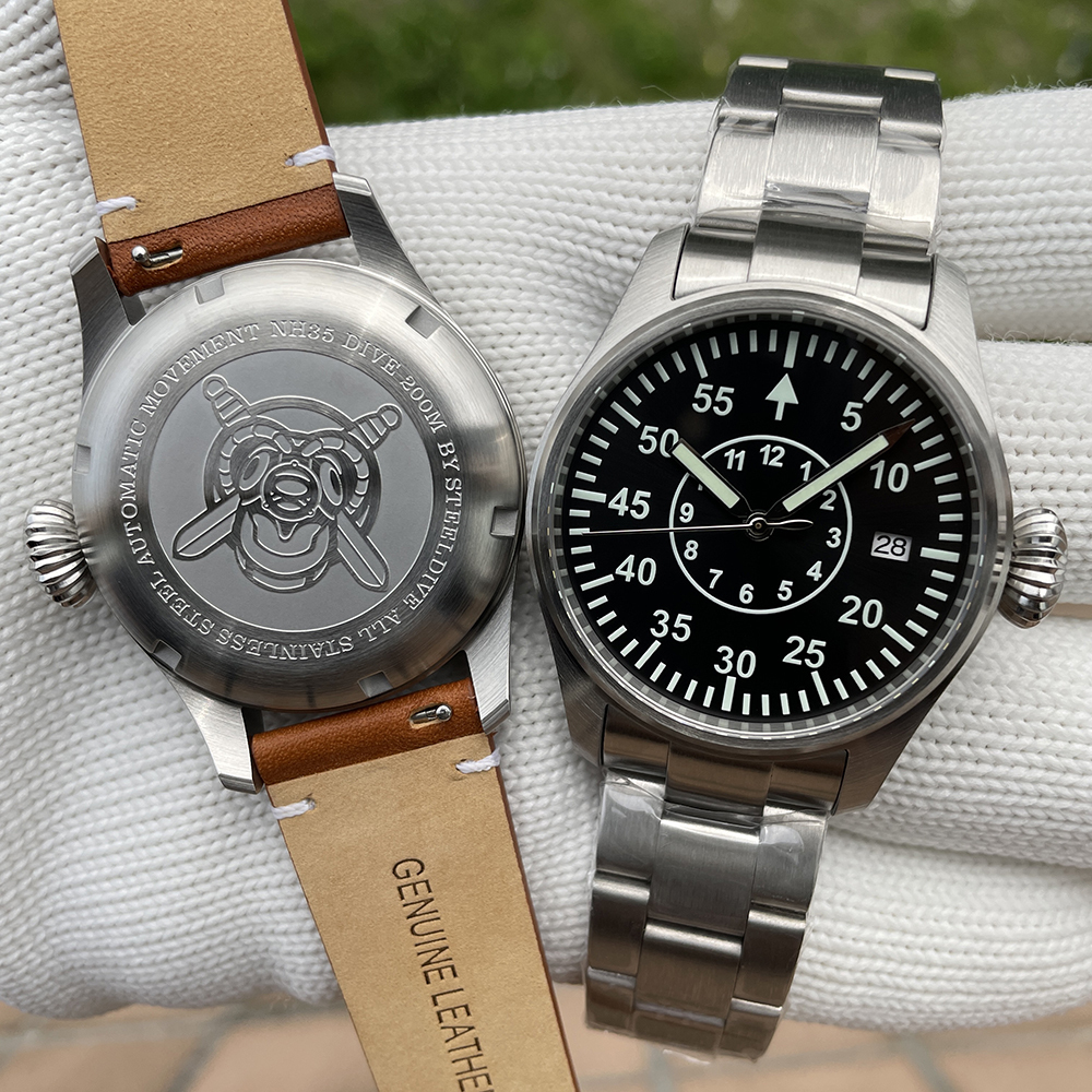 STEELDIVE Official SD1928T No Logo Dial Big Crown 200M NH35 Automatic Dive Watch