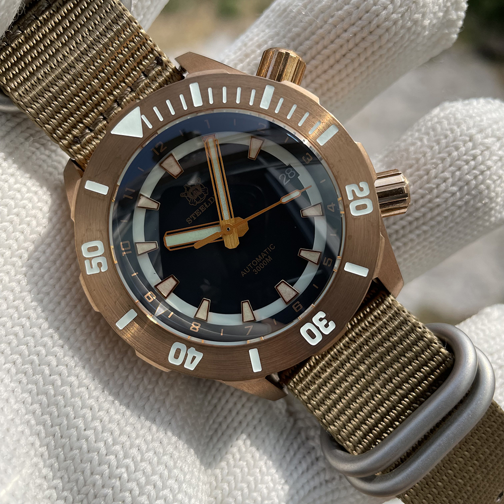 STEELDIVE Official SD1950S Two Buttons 44MM Solid Bronze Case 3000M Waterproof Sappire Glass NH35 Automatic Dive Watch