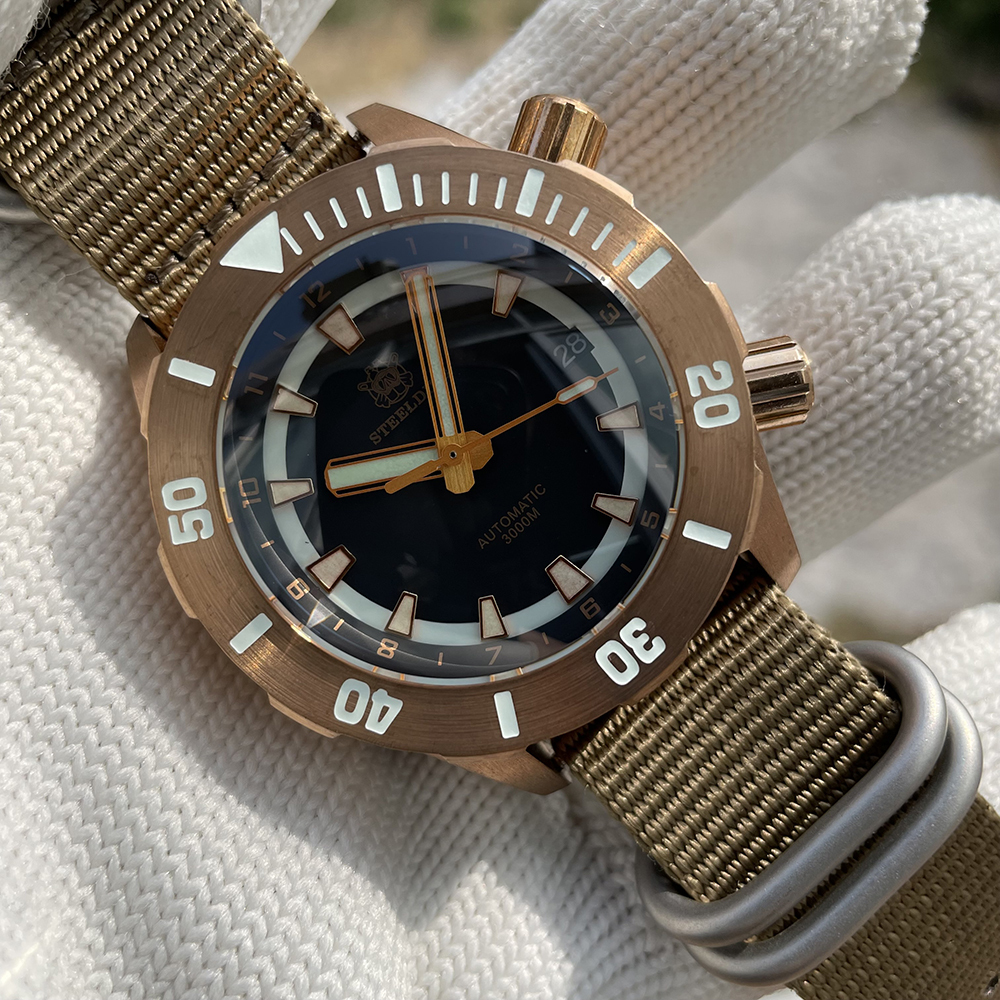 STEELDIVE Official SD1950S Two Buttons 44MM Solid Bronze Case 3000M Waterproof Sappire Glass NH35 Automatic Dive Watch