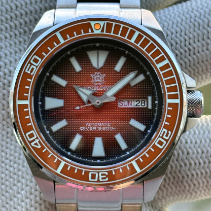 Steeldive SD1961 Orange Dial With Day Date Function
