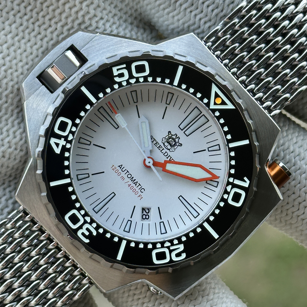 STEELDIVE Official SD1969 White Dial 56mm Case Japan NH35 Automatic Dive Watch