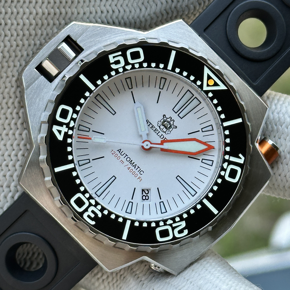 STEELDIVE Official SD1969 White Dial 56mm Case Japan NH35 Automatic Dive Watch