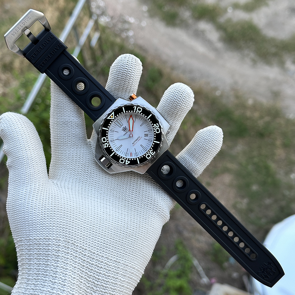 STEELDIVE Official SD1969 White Dial 56mm Case Japan NH35 Automatic Dive Watch