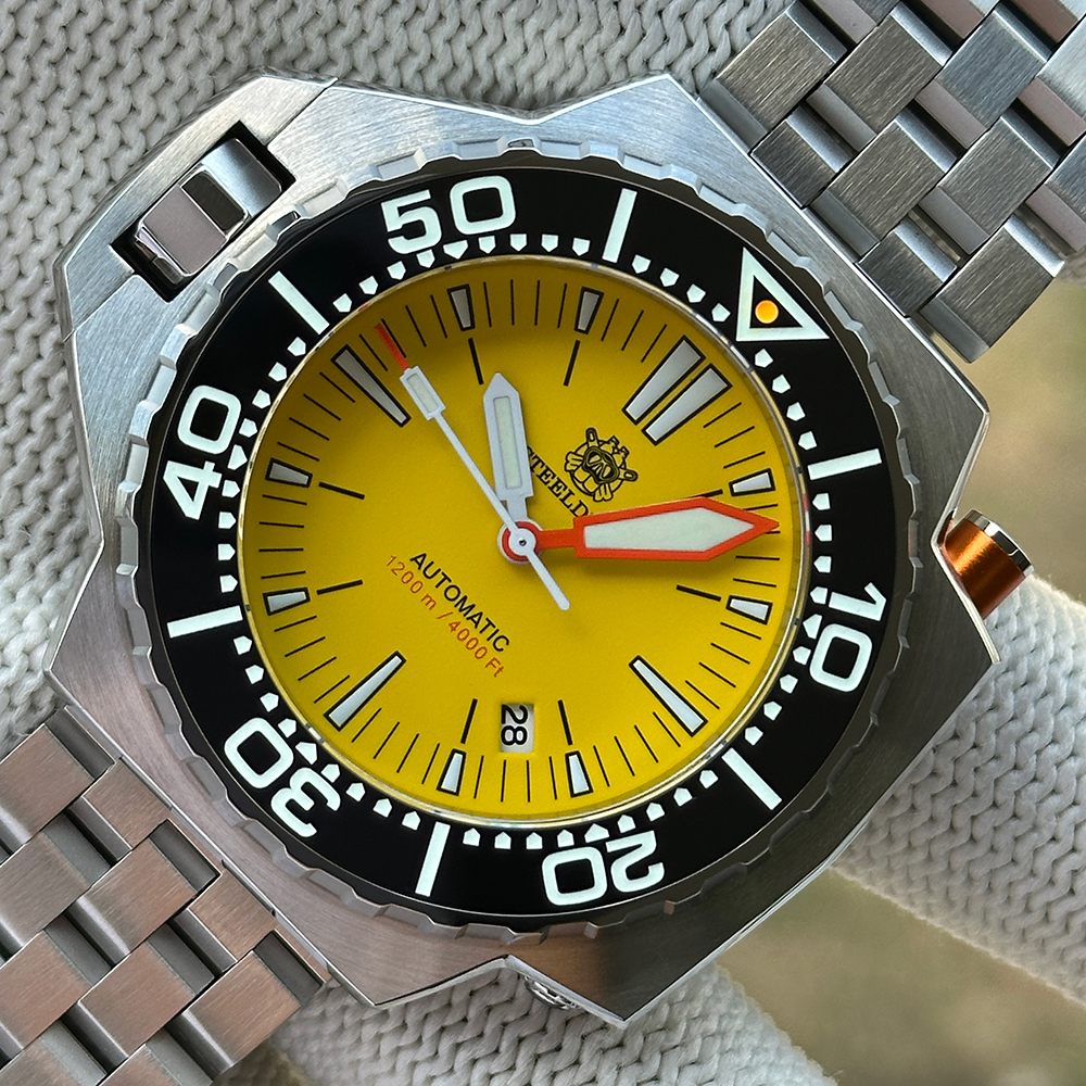 STEELDIVE Official SD1969 Yellow Proplof Watch 1200M Waterproof NH35 Automatic Movement