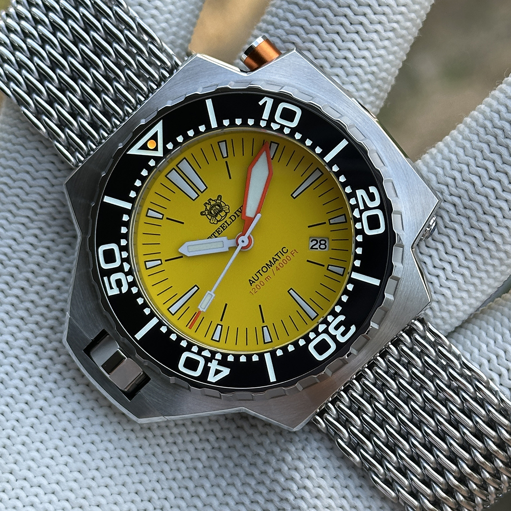 STEELDIVE Official SD1969 Yellow Proplof Watch 1200M Waterproof NH35 Automatic Movement