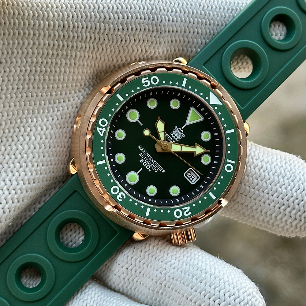 STEELDIVE Official Personalized SD1975S Green 47.5MM Solid Bronze Tuna Watch
