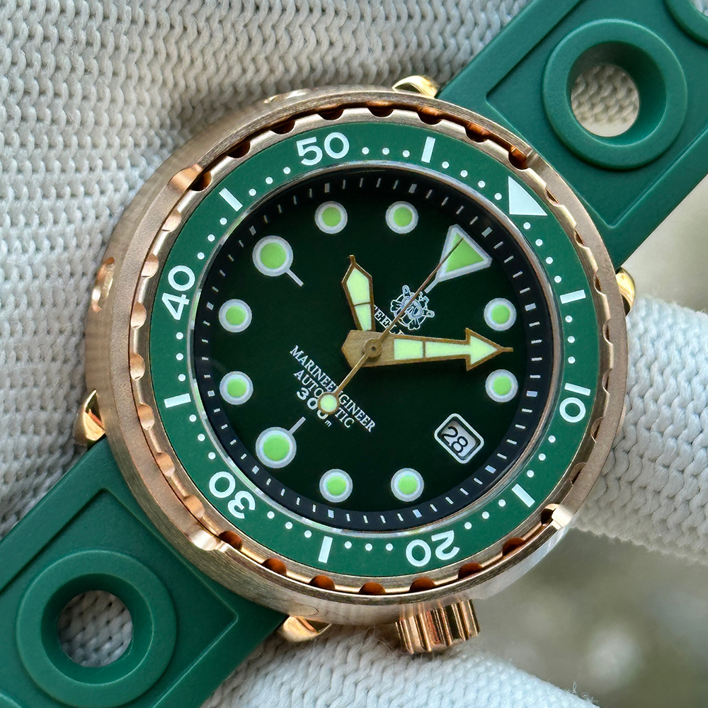 STEELDIVE Official Personalized SD1975S Green 47.5MM Solid Bronze Tuna Watch