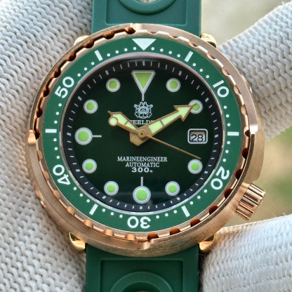 STEELDIVE Official Personalized SD1975S Green 47.5MM Solid Bronze Tuna Watch