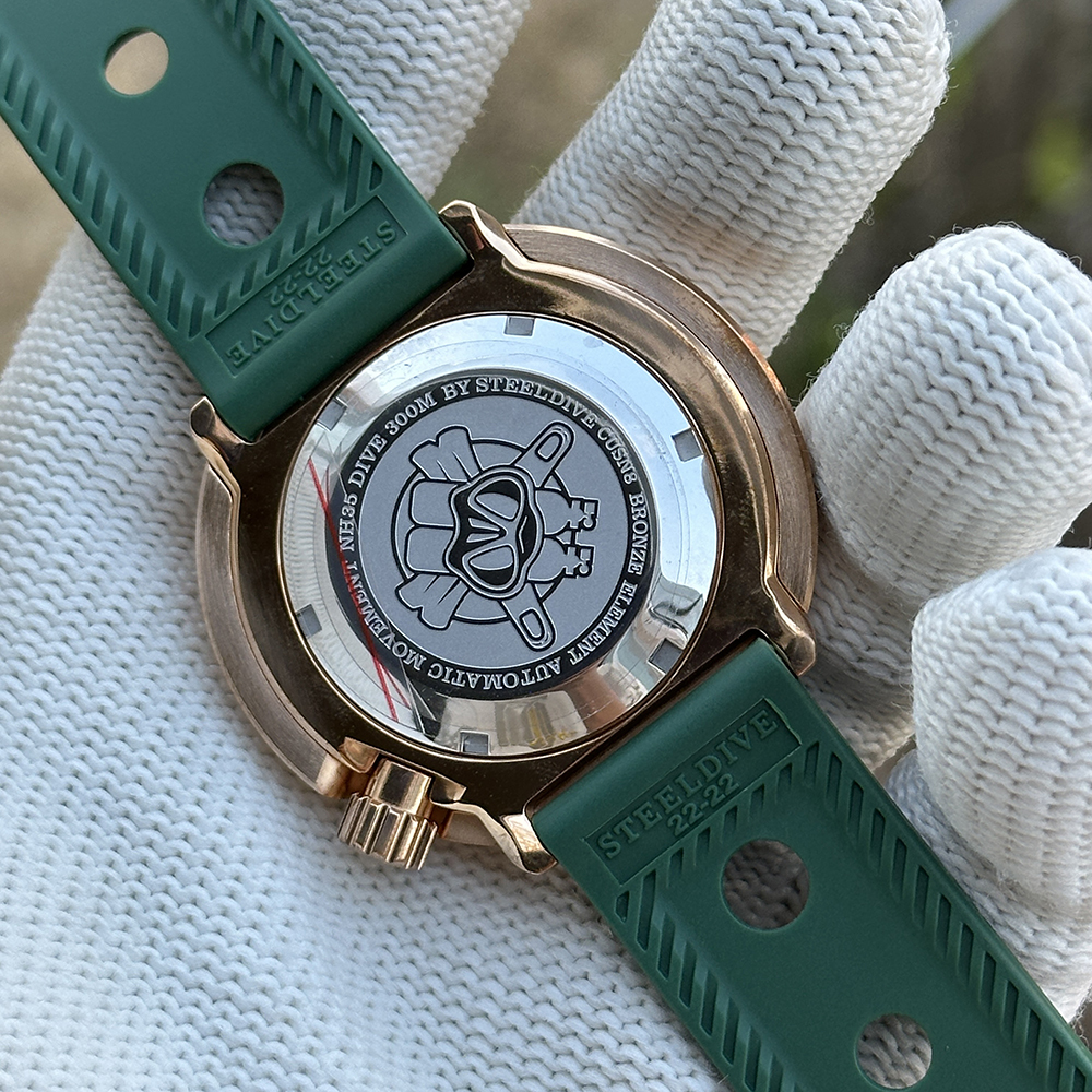 STEELDIVE Official Personalized SD1975S Green 47.5MM Solid Bronze Tuna Watch