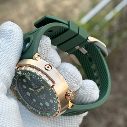 STEELDIVE Official Personalized SD1975S Green 47.5MM Solid Bronze Tuna Watch