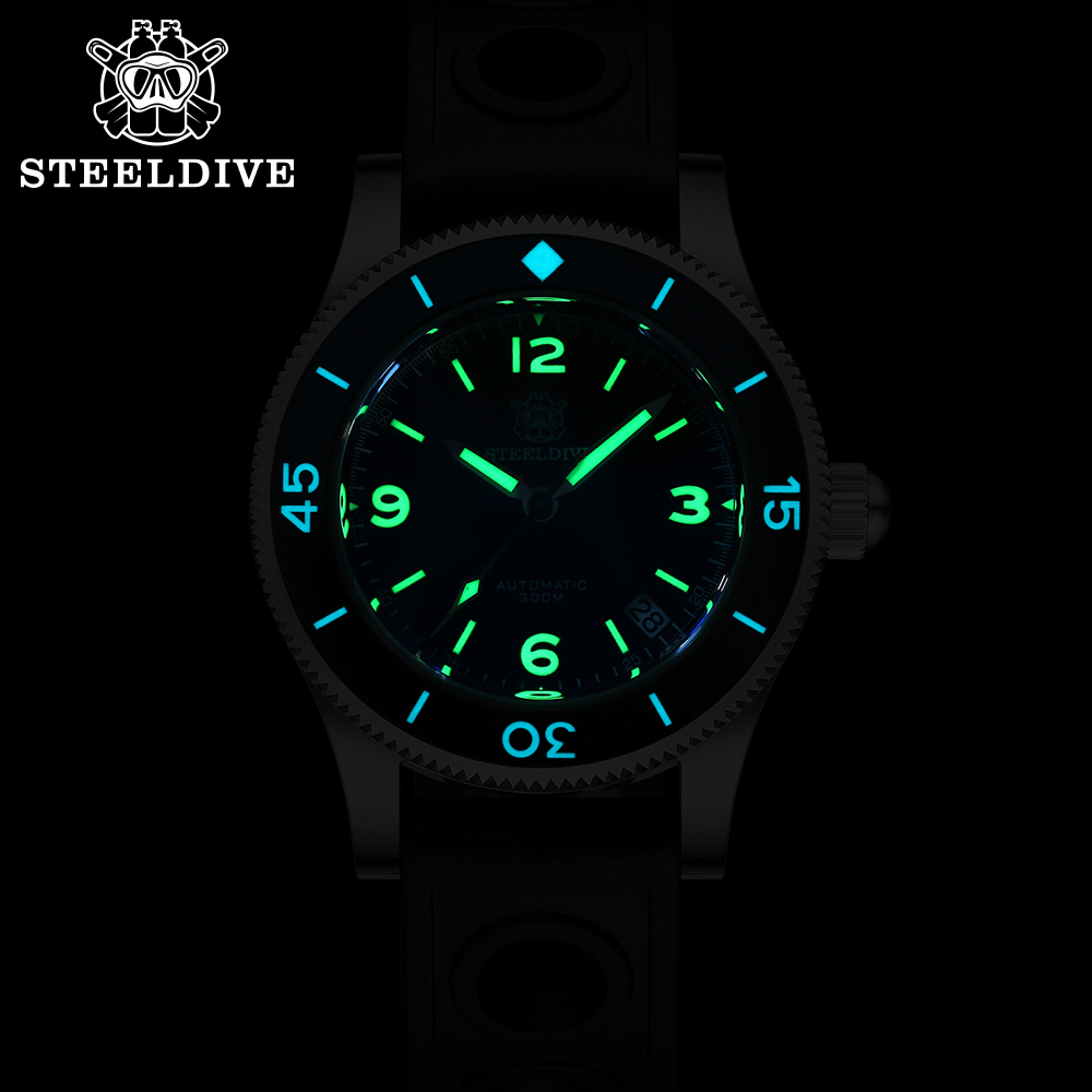 STEELDIVE Official SD1952 Date Function Black Dial 300M Waterproof NH35 Automatic Fifty Fathoms Dive Watch
