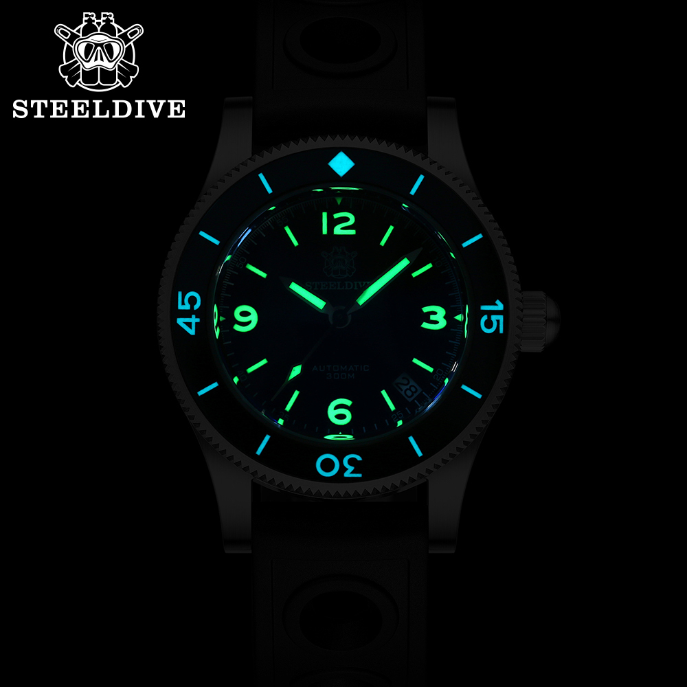 STEELDIVE Official SD1952 Date Function Black Dial 300M Waterproof NH35 Automatic Fifty Fathoms Dive Watch
